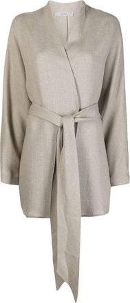 Dusan belted linen cardigan - women - Linen/Flax - L - Neutrals
