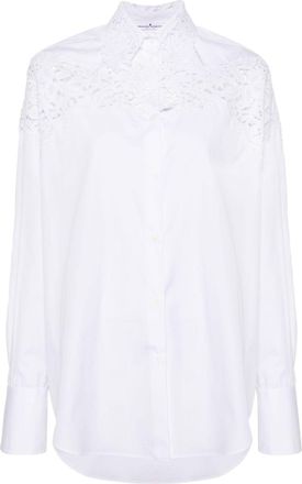 Ermanno Scervino lace-panelling poplin shirt - women - Cotton - 38 - White