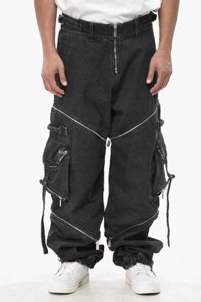 Off-white Jeans Cargo con Zip Trasversali e Polsino Elastico Off-White