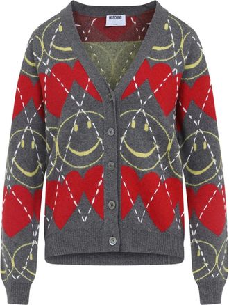 Moschino Cardigan con stampa - Grigio