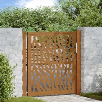 vidaXL Puerta De Jard&iacute;n Dise&ntilde;o Con List&oacute;n Acero Desgastado 105x105 Cm Vidaxl