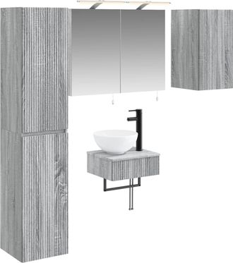 vidaXL Juego De Muebles De Ba&ntilde;o 5 Uds. Sonoma Gris Vidaxl