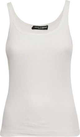 Dolce & Gabbana Top a coste in cotone - Bianco