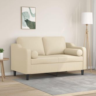 vidaXL Sof&aacute; De 2 Plazas Con Cojines Tela Color Crema 120 Cm Vidaxl