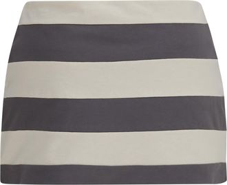 Miu Miu Womens Mini Skirt Striped Cotton Chalk-Iron Chalk/iron