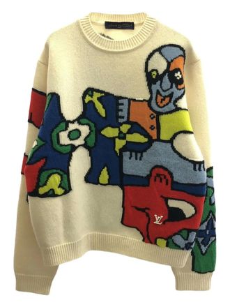 Louis Vuitton 2010 patterned jumper - men - Wool - S - Neutrals