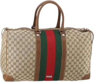 Gucci Pre-owned Weekend Bags, female, Beige, Size: ONE SIZE Pre-owned Leather Weekend Bag