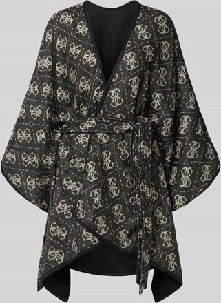Guess Poncho mit Logo-Muster und Bindegürtel in Black, Größe 1