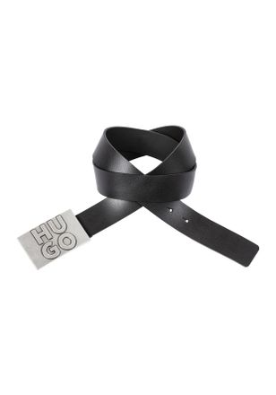 HUGO BOSS Lederg&uuml;rtel HUGO Gunter_Sz35, Herren, Gr. 90, schwarz (schwarz 001), Leder, unifarben, G&uuml;rtel Lederg&uuml;rtel, Mit Markenlabel von HUGO