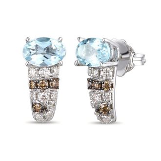 Le Vian Ladies Sea Blue Aquamarine Earrings set in 14K Vanilla Gold