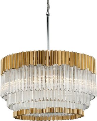 Hudson Valley Lighting Charisma Colgante 8 Luces Pan De Oro Inoxidable Pulido, Cristal