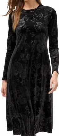 Johnny Was Embossed Stretch Velvet Dress In Black