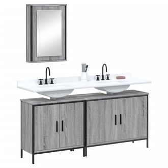 Berkfield Home 3 Piece Bathroom Furniture Set Grey Sonoma Engineered Wood