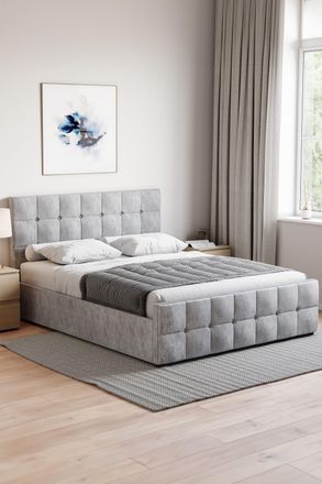 Home Discount Vida Designs Valentina King Size Ottoman Bed Frame Velvet Fabric UKFR in Silver