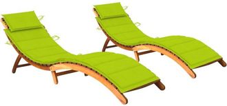 vidaXL Vidaxl - Tumbonas 2 Unidades Con Cojines Madera Maciza De Acacia