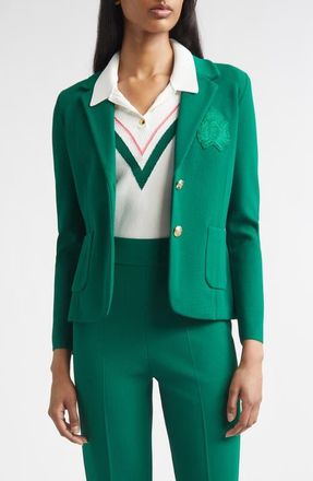 St. John Erin Santa Roma Milano Stitch Sport Jacket in Cypress at Nordstrom, Size Medium