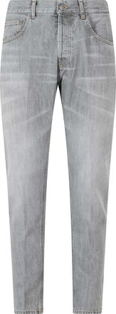 Dondup Gray 5-Pocket Covered-Placket Cotton Straight-Leg Jeans