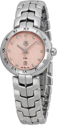 Tag Heuer Pre-owned Tag Heuer Link Diamond Pink Guilloche Steel Ladies Watch WAT1415.BA0954