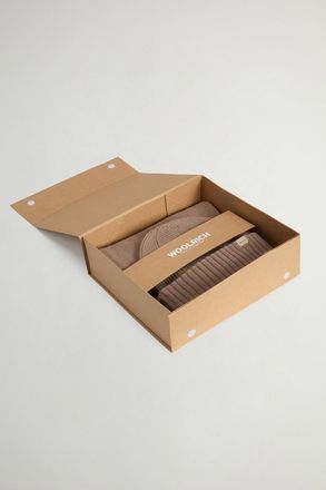 Woolrich heren Cadeauset met muts en sjaal van wolmix Bruin Grootte ONE