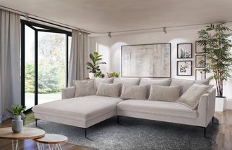 Exxpo Sofa Fashion Ecksofa »Piazza, elegant und edel, Designsofa mit tollem Sitzkomfort,« Longchair Ecke in hochwertiger Verarbeitung, Stellmasse 321x187 cm