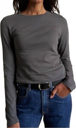 perfectwhitetee Jamie Recycled Cotton Long Sleeve Top In Charcoal