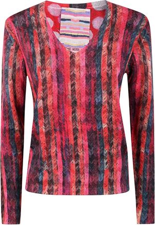 In Bed With You Geribbelde gestreepte trui - Rood