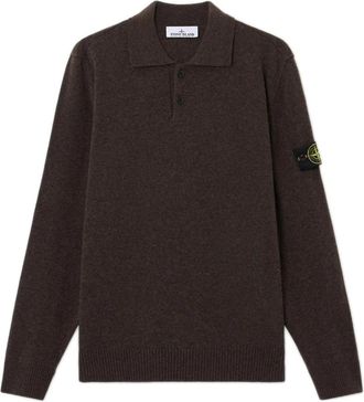 Stone Island Polo Truien - Heren - Ronde hals truien - Bruin - L - Wol - Truien & Vesten