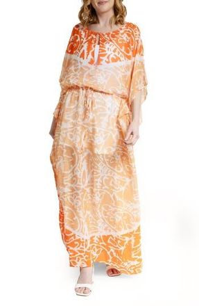 Saachi Abstract Print Cover-Up Kaftan in Orange at Nordstrom Rack
