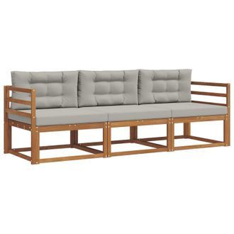 vidaXL Conjunto De Sof&aacute;s De Exterior 3 Pcs Gris Natural Y Claro Vidaxl