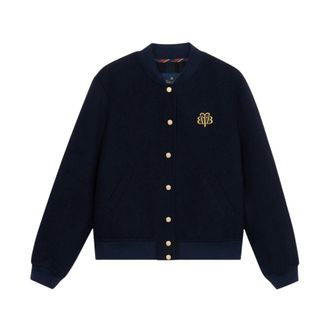 Brooks Brothers Truien & Vesten, Dames, Blauw, XS, Wol, Wool Varsity Bomberjack