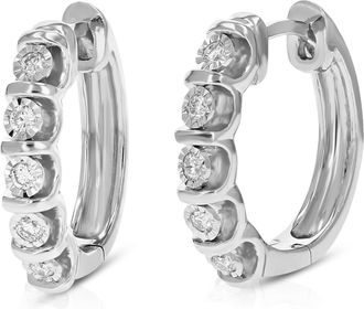 Vir Jewels 1/4 cttw Lab Grown Diamond Hoops Earrings in Sterling Silver With Hidden Post For Women