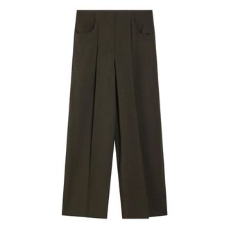 Fendi Wide Trousers, female, Green, Size: XS Green Regular Pants