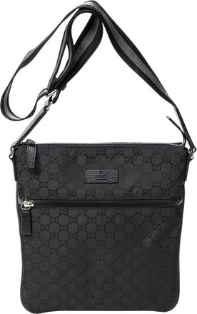 Gucci Black Monogrammed Nylon Canvas Messenger Crossbody (Authentic Pre-Loved)