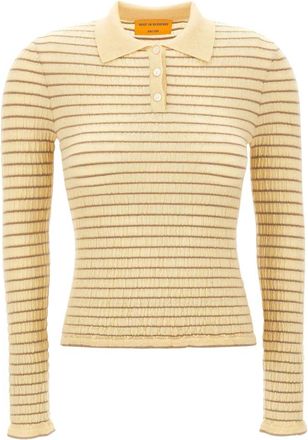 Guest In Residence Smocked Shrunken Polo - Dames - Polos - Geel - S - Kasjmier - Tops