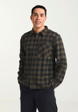 Jack Wolfskin Flanellhemd JACK WOLFSKIN LITE FLANNEL SHIRT M, Herren, Gr. XL (54/56), Normalgr&ouml;ssen, check, obsidianmoss, Obermaterial: 100% Baumwolle, Hemden Flane