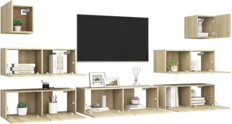 Berkfield Home Modern 7 Piece TV Cabinet Set Sonoma Oak Engineered Wood in Tan
