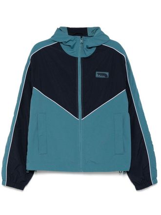 Maison Kitsun&eacute; contrast piping hooded jacket - men - Polyamide/Polyester - S - Blue