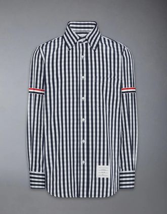 Thom Browne Dritto Fit Pc L/S Camicia con fascia da braccio Gg in popeline a quadri a quadretti
