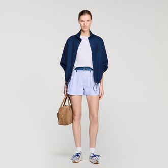 Sandro Striped shorts with denim details