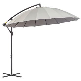 OUTSUNNY 3(m) Cantilever Shanghai Parasol w/ Crank Handle - Cross Base - Grey | TJ Hughes