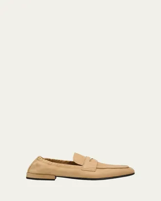 Prada Shuffle Nubuck Leather Penny Loafers
