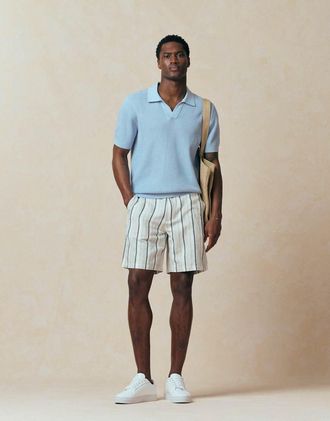 Boss Orange by Hugo Boss Hugo Boss - Pantaloncini in lino grigi a righe-Grigio