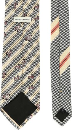 Dries Van Noten Jacquard Silk Diagonal Stripe Necktie - Cream