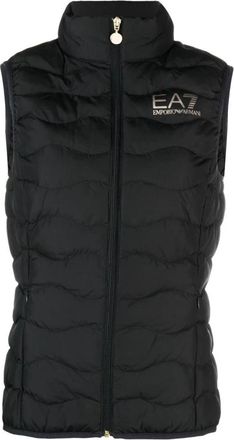 Emporio Armani Zwart Logo-Print Gewatteerd Gilet Jack - Dames - Bodywarmers - Zwart - 2XL - Jassen