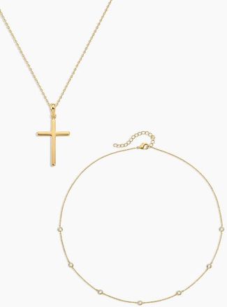 Electric Picks Everyday Cross Necklace Set of 2 in Gold at Nordstrom