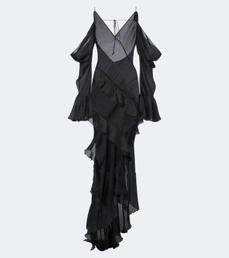 Roberto Cavalli Ruffled silk gown