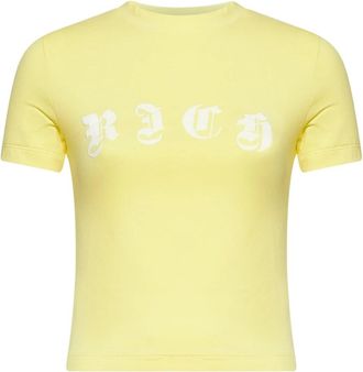 John Richmond Cropped T-shirt - Dames - T-shirts - Geel - XS - Tops