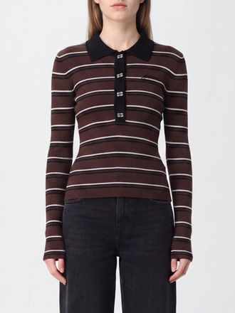 Ganni Polo in maglia di lana a righe con maniche lunghe e fit slim