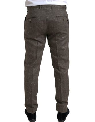 Dolce & Gabbana Mens Wool-Cashmere Blend Trousers Brown