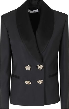 Raquel Diniz Black Alessia Boxy Wool-Blend Blazer